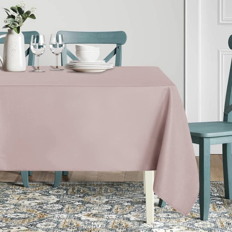 sancua Rectangle Tablecloth - 60 x 84 Inch - Stain and Wrinkle Resistant Washable Polyester Table Cloth  Decorative Fabric Table Cover for Dining Tables  Buffet Parties and Camping  Blush - Image 2